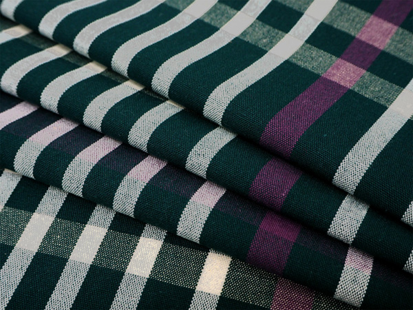 伊勢木綿 反物 単品 綿 堅牢染 深緑×白×ピンク チェック レディース