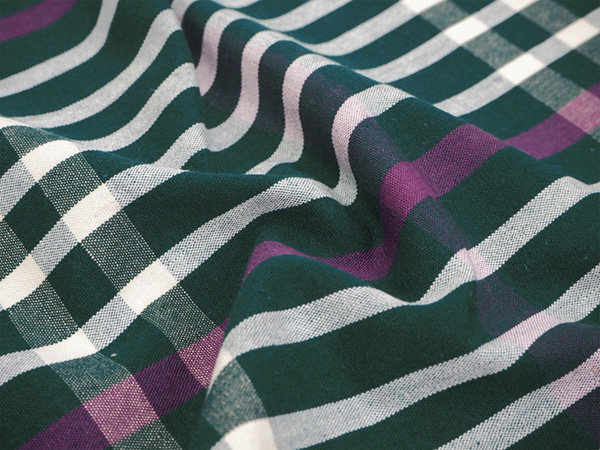 伊勢木綿 反物 単品 綿 堅牢染 深緑×白×ピンク チェック レディース