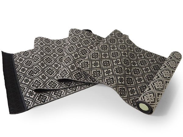 名古屋帯 単品 正絹 仕立て付き 九寸 白×黒 幾何学 菱 なごや帯 六通柄