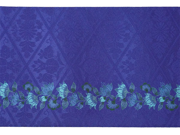 半幅帯 リバーシブル 絹 日本製 紅型 琉球更紗 花 アマゾンリリー