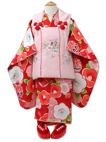 七五三 女の子 着物 3歳 8点セット 被布 5柄 2023 赤 ピンク 水色 黄色