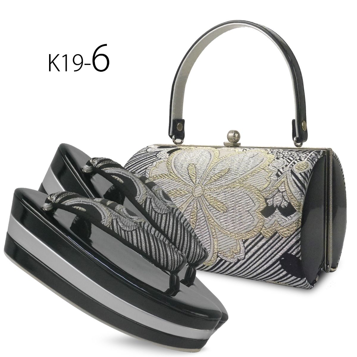 NISHIORI 振袖用 モノトーン 帯地 草履バッグ セット 7cmヒール 24cm 3