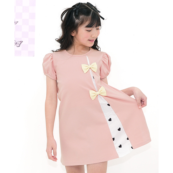 Bee des Bee リボン切り替えワンピース 半袖 子供服 キッズ ジュニア