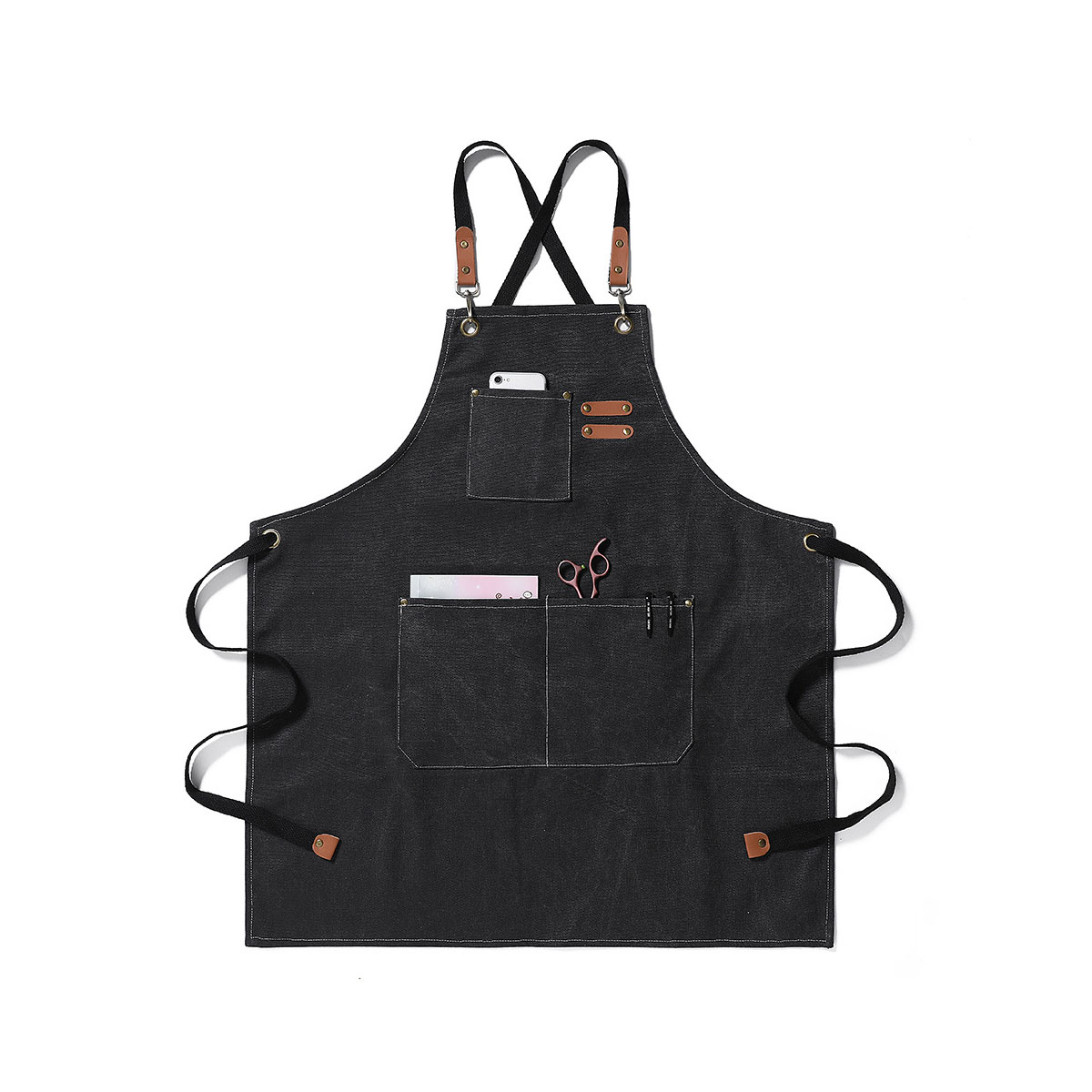 エプロン レディース X型 ワークエプロン 作業用 キャンバス カフェ