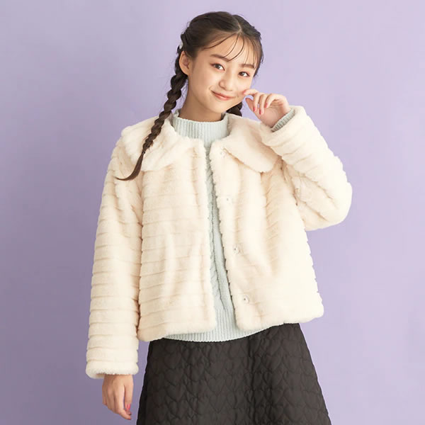 mezzo piano junior メゾピアノジュニア ビッグカラーフェイクファー