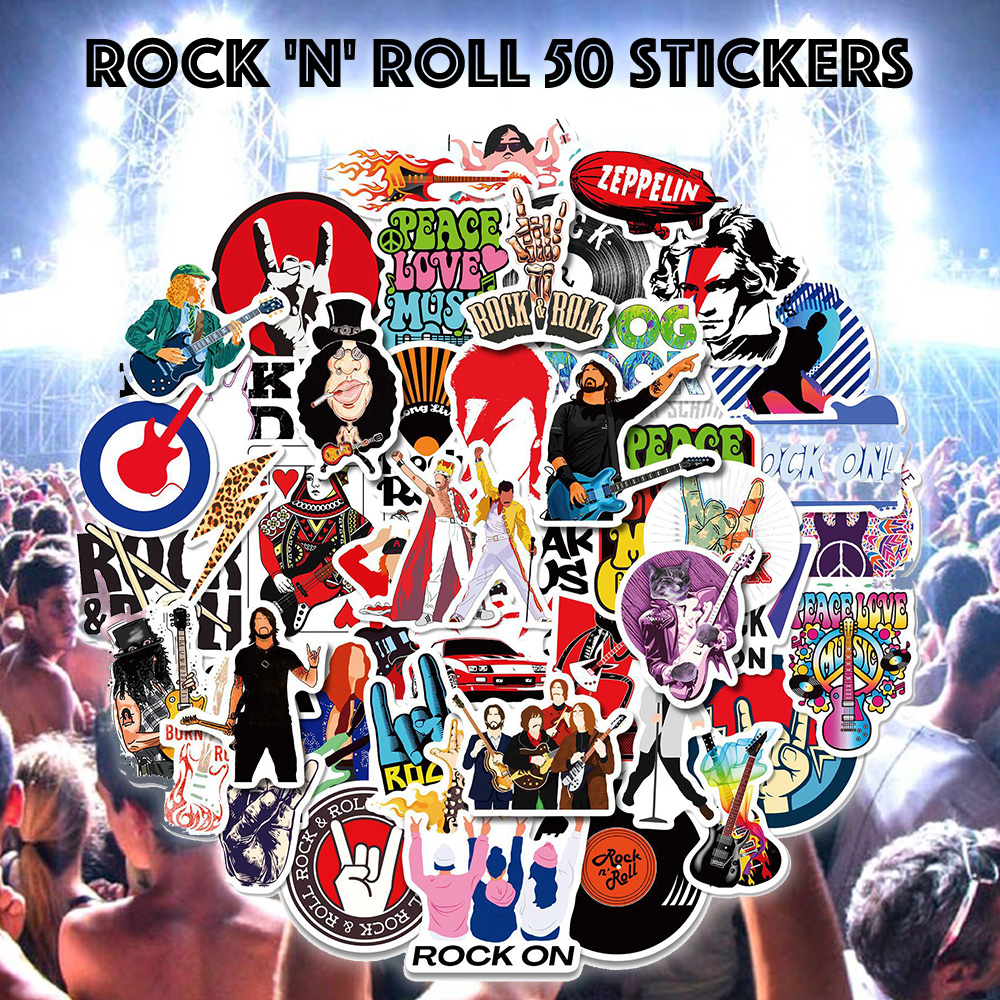 ロックンロール ステッカー 50枚セット PVC 防水 シール ROCK ヘヴィ