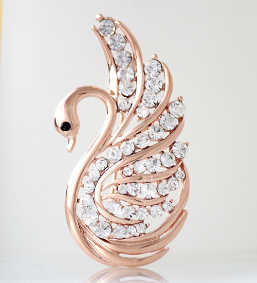 ブローチ ピン レディース ストール留め 白鳥 スワン スワロフスキー