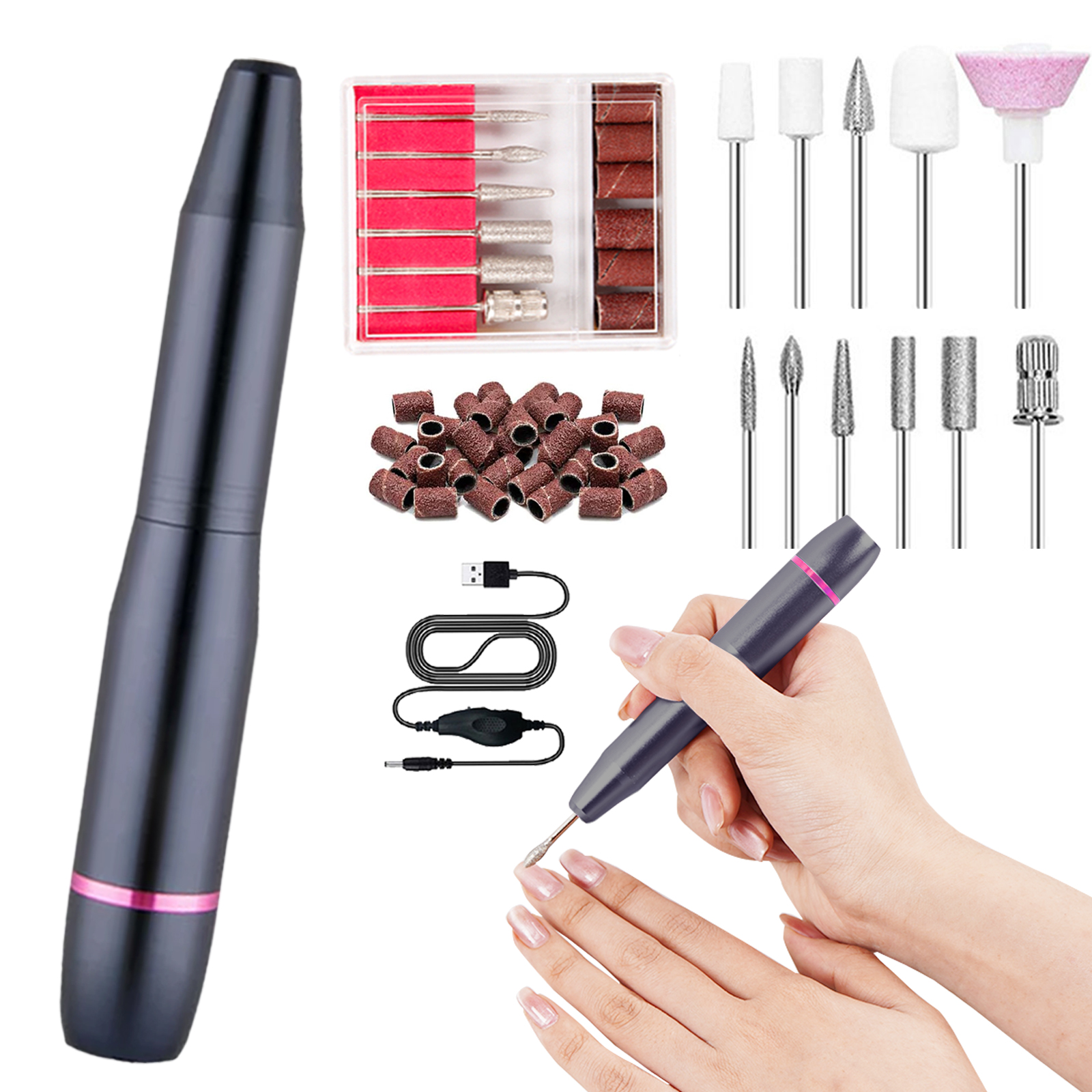 初心者向け／ 電動ネイルマシン キット 多機能 プロ ビット11 爪削り