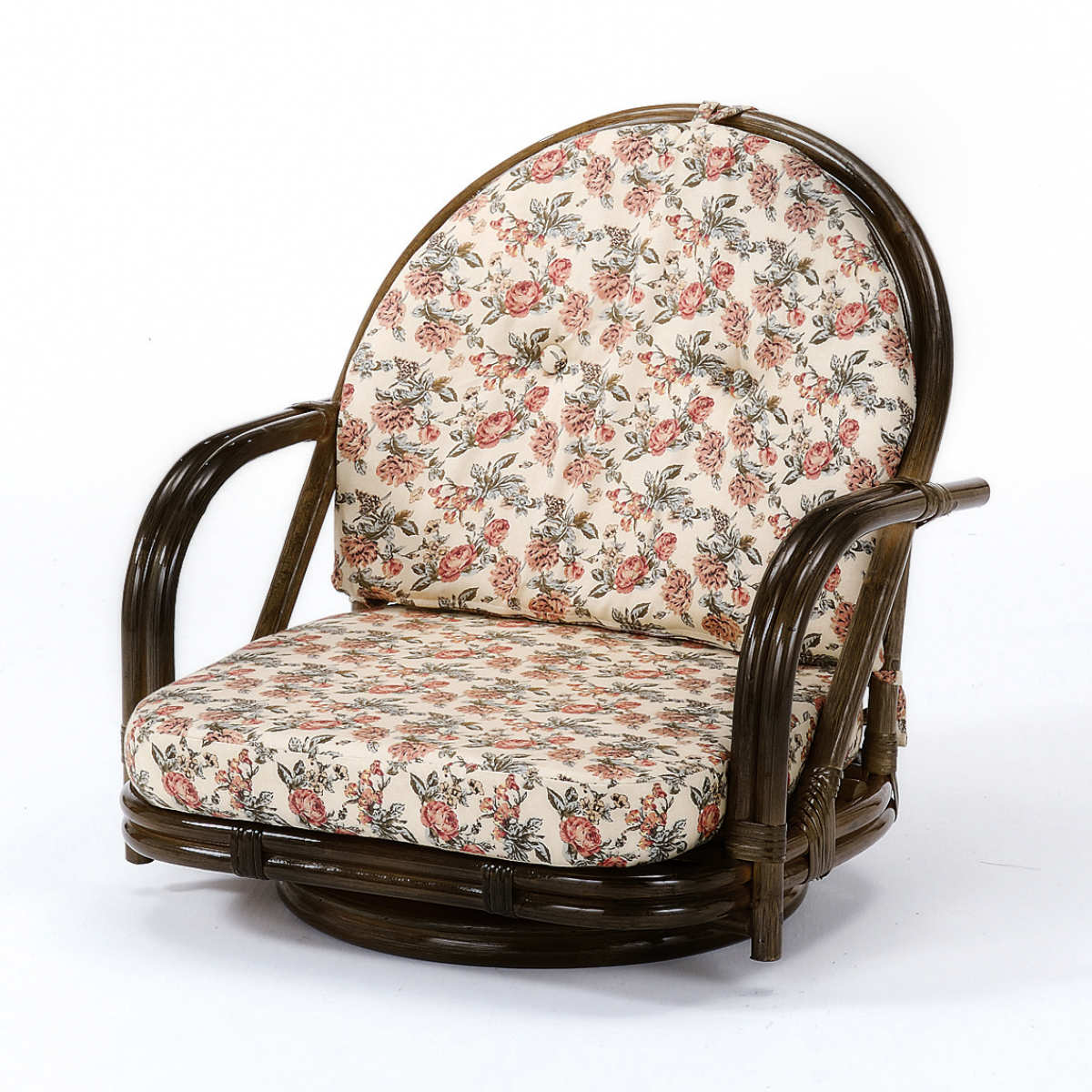 今枝商店 籐 回転座椅子 ラタンチェア ロータイプ クッション付 座面高