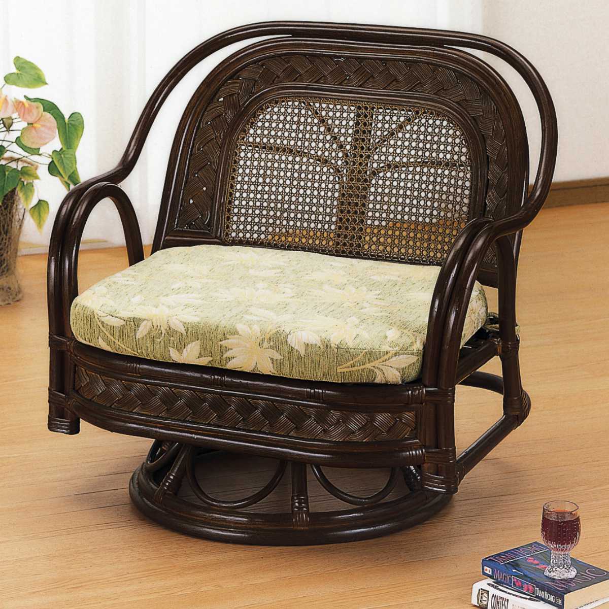 今枝商店 籐 回転座椅子 ワイドタイプ ラタンチェア 座面高34cm