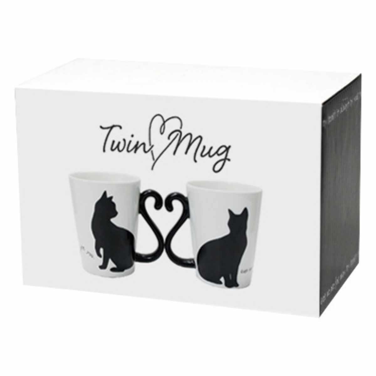 マグカップ ペア 300ml 黒猫 ツインマグ 磁器 2個入り （ 食洗機対応