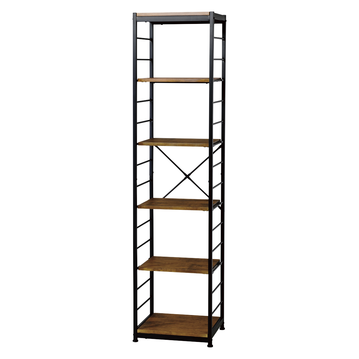 弘益 オープンラック6段 幅44cm ヴィンテージ調 スリムタイプ