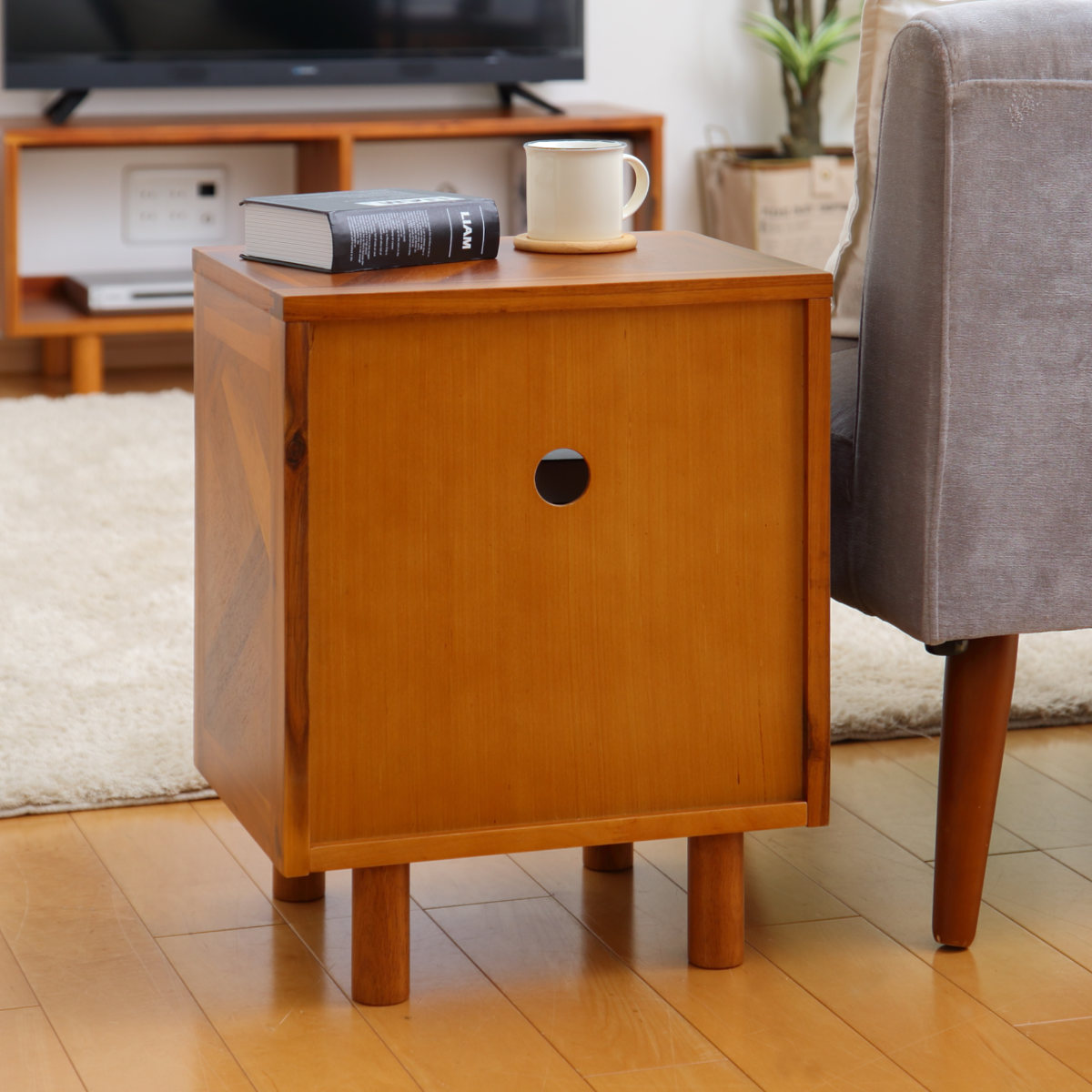 弘益 サイドチェスト 幅40cm 寄木突板 ヴィンテージ調 HENT （ ヘント