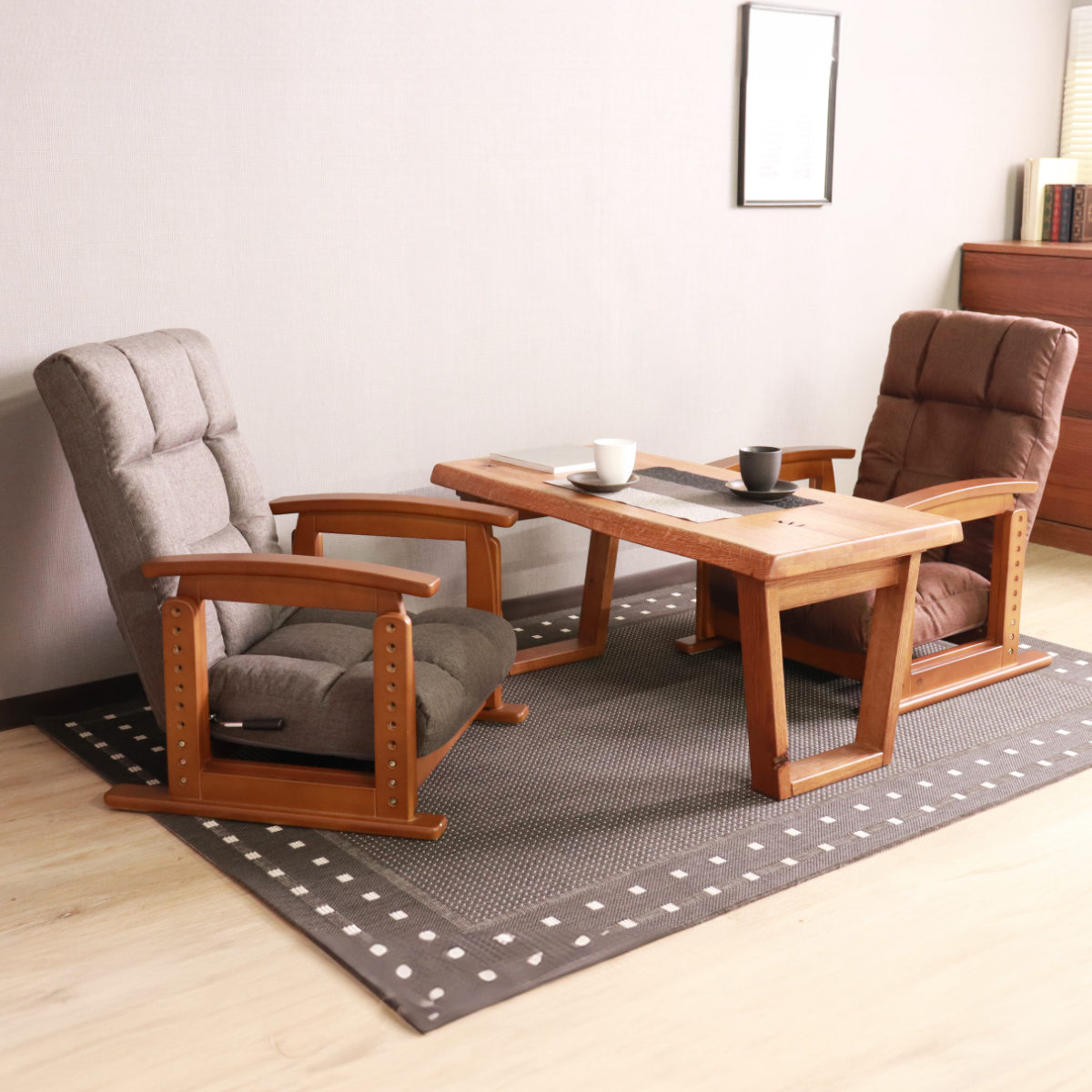 高座椅子 木肘 7段階リクライニング 2WAY （ 座いす 座イス チェア