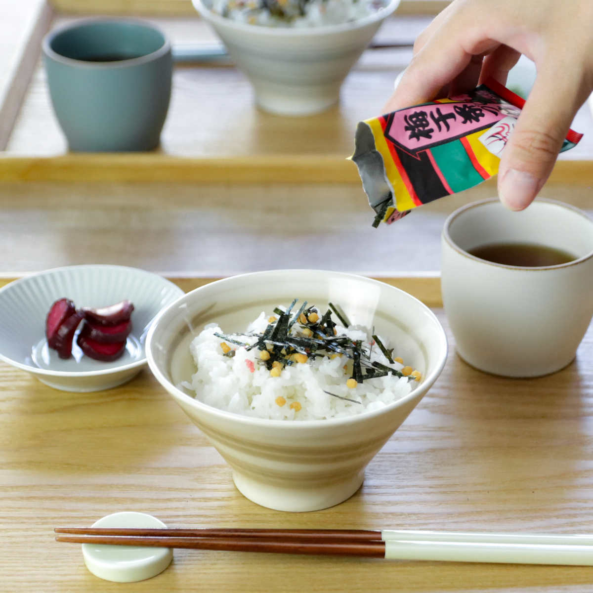 aito製作所 茶碗 箸 箸置き ペアセット スピラル 磁器 木製 （ 食洗機