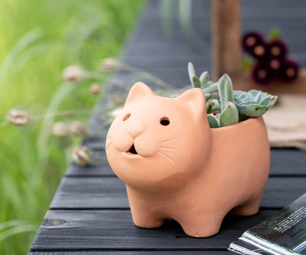 プランター アニマルテラコッタポット ネコ 3号 （ 植木鉢 プラント