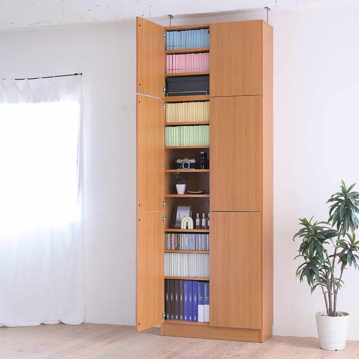 JK-PLAN（ジェイケイ・プラン） 本棚 上置き棚セット 扉付き 幅81cm 高