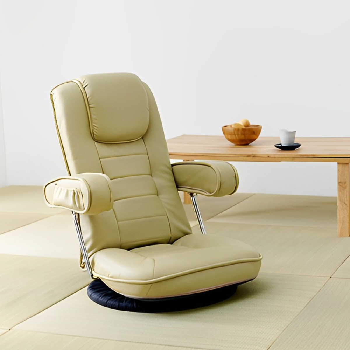 HAGiHARA（萩原） 回転座椅子 リクライニング式 座面高17cm レザー調