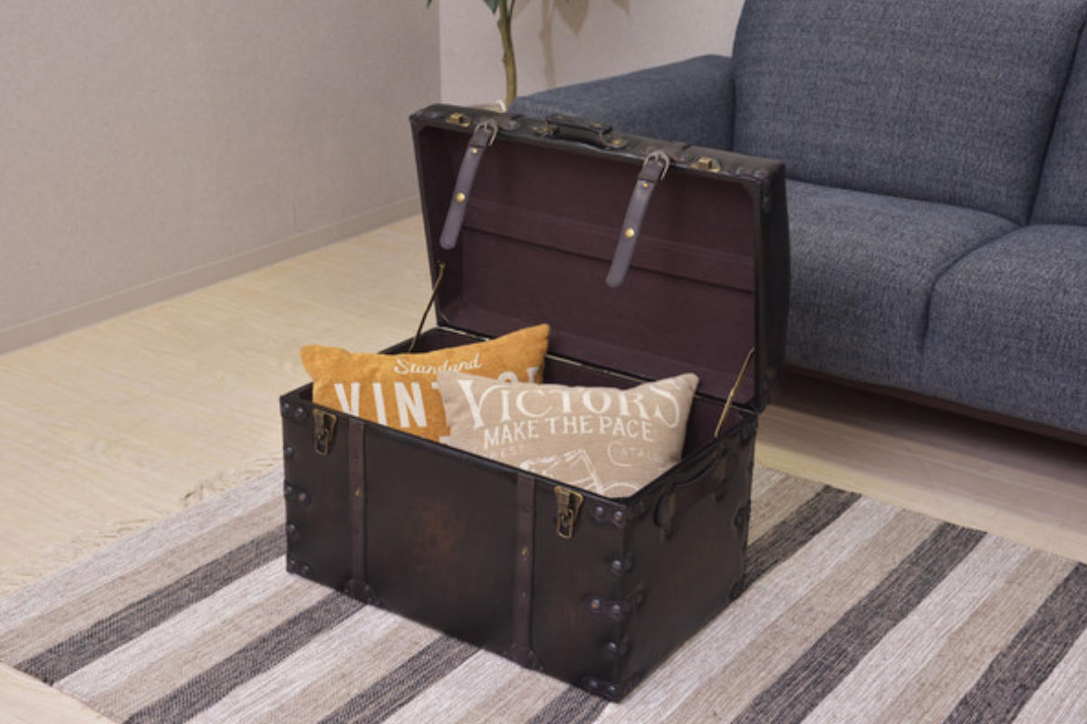 東谷 収納スツール 大小2個セット 宝箱 レザー調 （ 収納ボックス