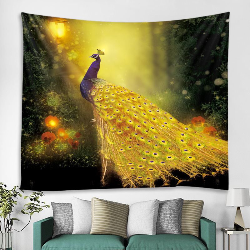 タペストリー 孔雀 癒し おしゃれ 鳥 羽根 鳳凰 中国 キジ科 豪華