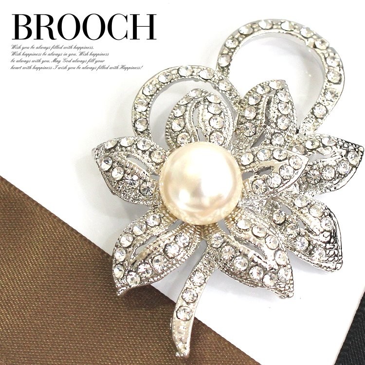 ブローチ おしゃれ 結婚式 アクセサリー お呼ばれ シルバー パール