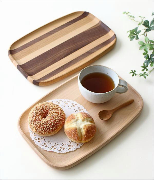 木製トレートレイ カフェ カフェトレー お盆 おしゃれ 天然木 無垢