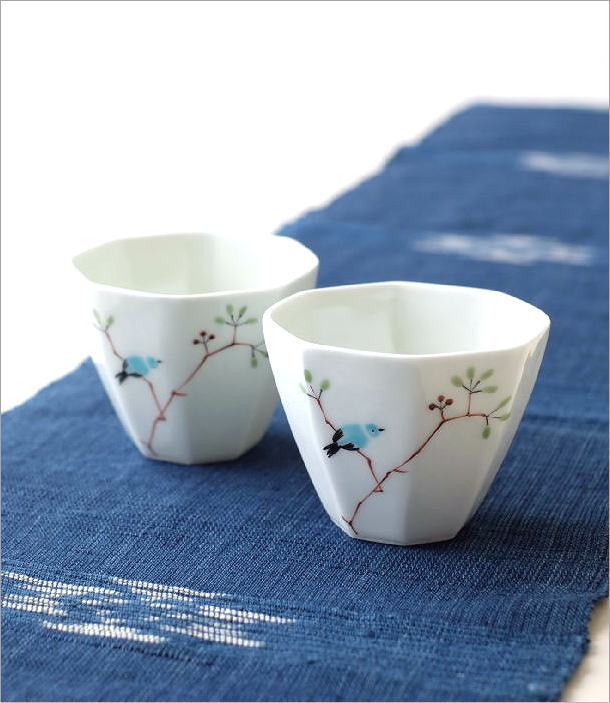 湯呑み 湯呑 おしゃれ 陶器 磁器 2個 セット 八角 小さめ 有田焼 日本