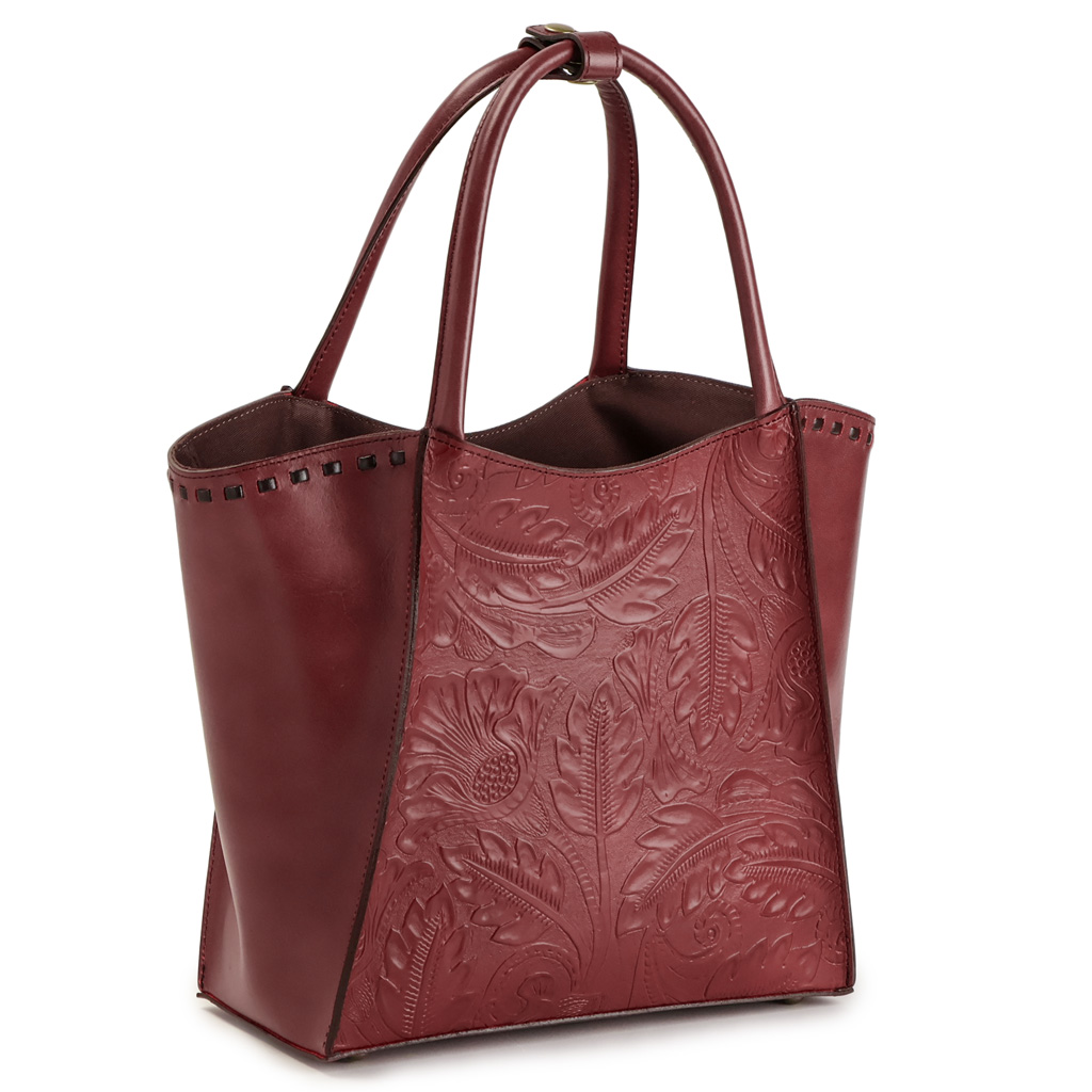 SACURA（サクラ） トートバッグ レディース 本革 ボタニカル柄 レザー