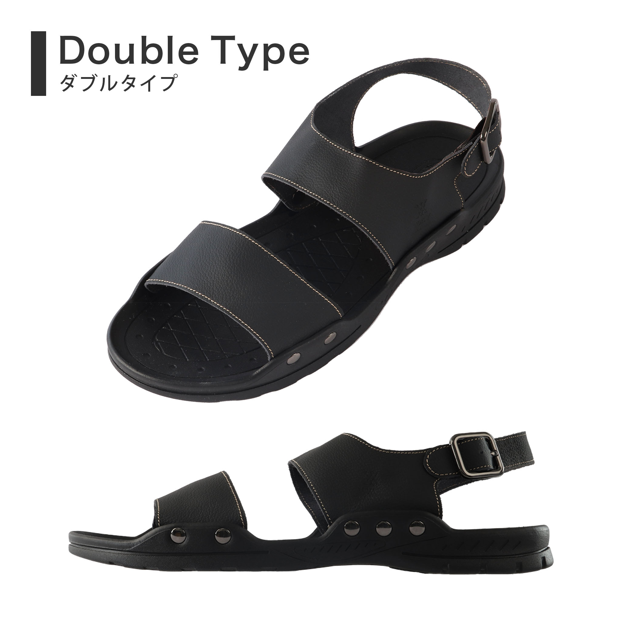 日本製 サンダル レザー 踵付き 本革 歩きやすい 滑りにくい メンズ