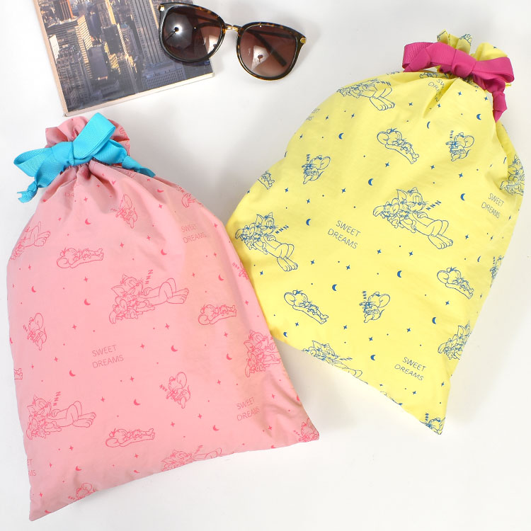 flapper_bags 仕切り付き トムとジェリー 巾着ポーチ 大容量 旅行