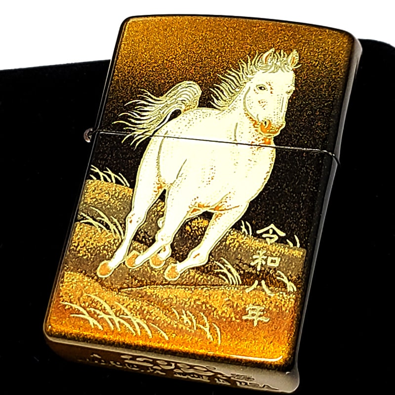 ZIPPO（ジッポー） ライター 和柄 本金蒔絵 干支 午 金タンク ジッポ