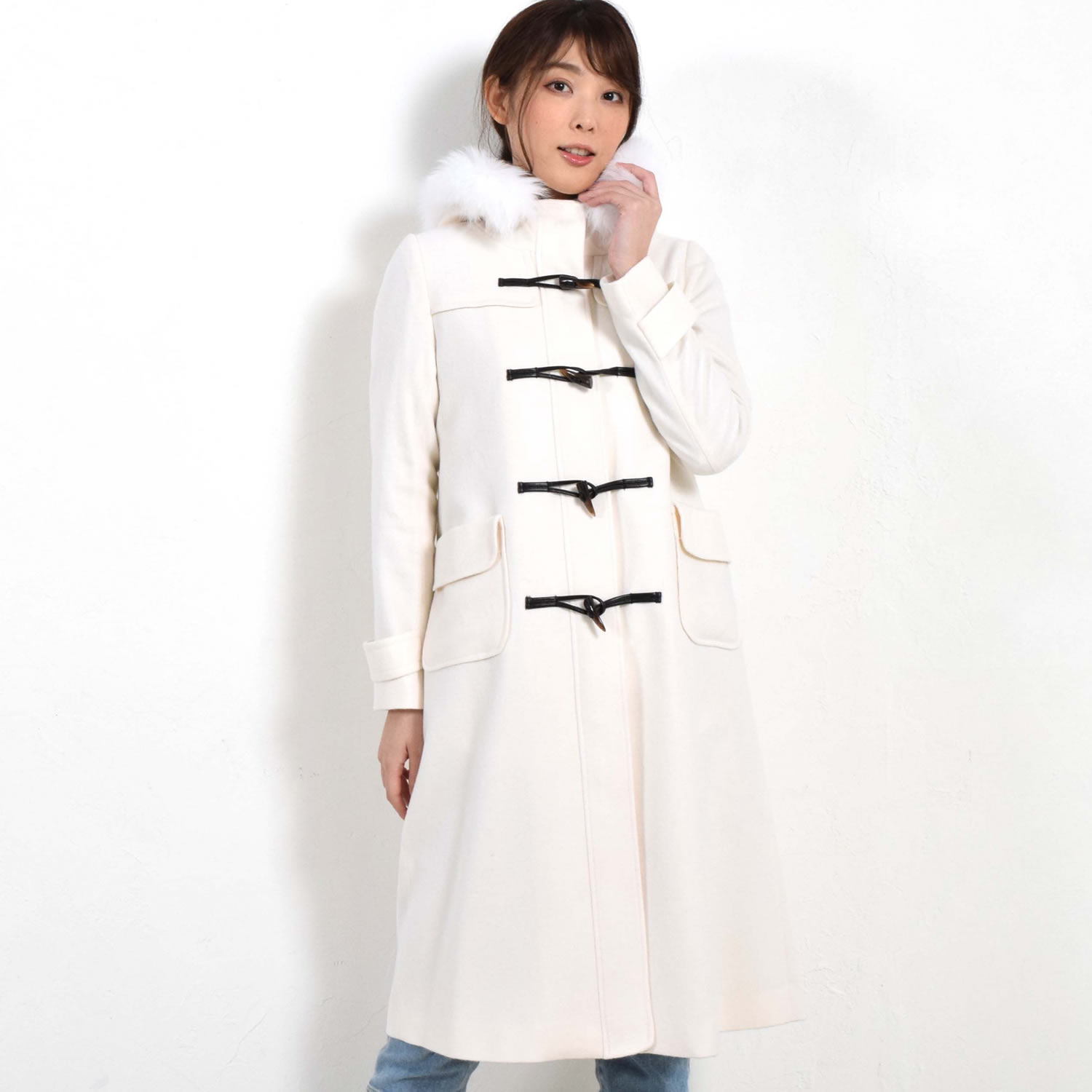 Merfirge ダッフルコートカシミヤ混 ウール ダッフル コート ロング丈