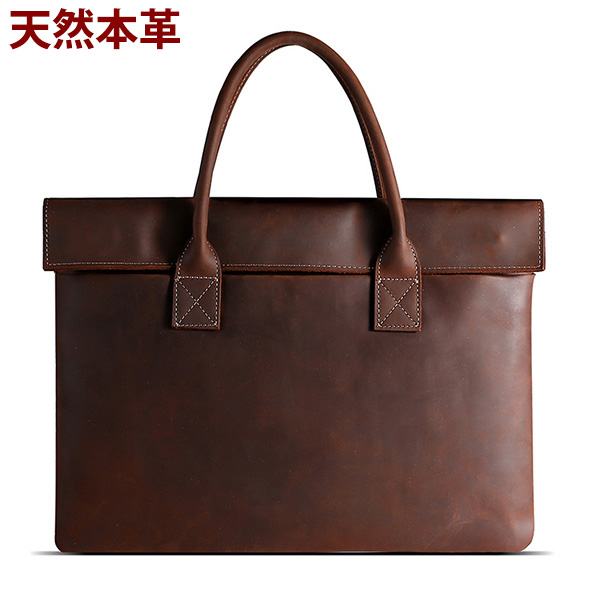 ブリーフケース 本革 メンズ ビジネスバッグ ダークブラウン 厚手