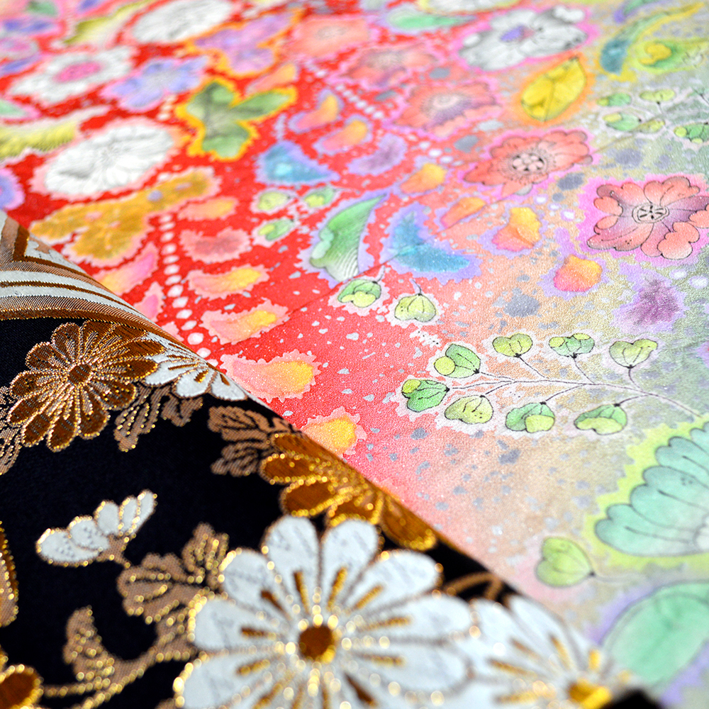 手描き 辻が花 京友禅 正絹 振袖 30点 セット 赤 成人式 ふりそで 袋帯