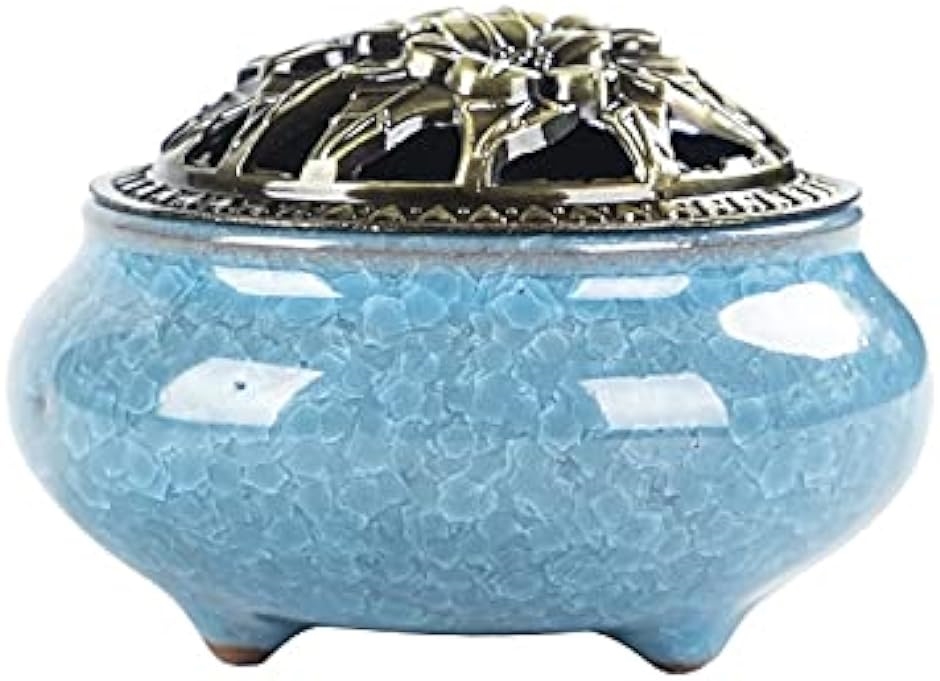 香炉 お香 線香 お香立て 陶器 アロマ 陶磁器 おしゃれ 蓋付き 薄青