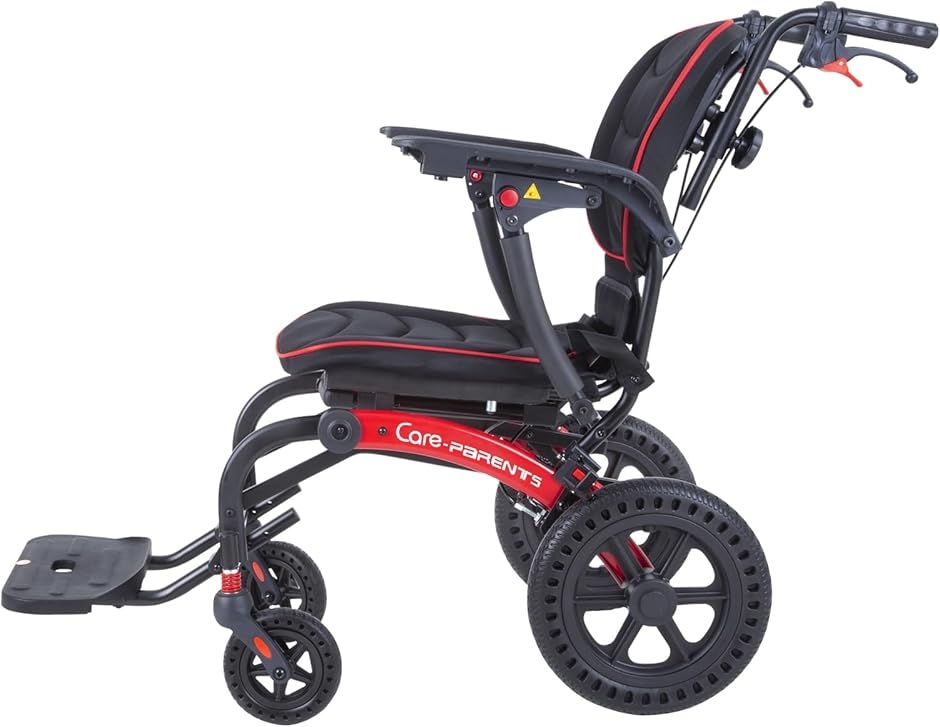 折りたたみ式介助用車椅子 ワインレッド 車椅子 車いす 軽量 自走式