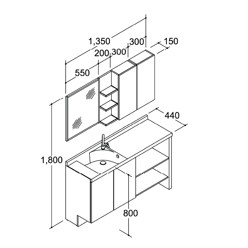 LIXIL エスタ 間口1350mm システム タイプ セットプラン No.CL002 洗面