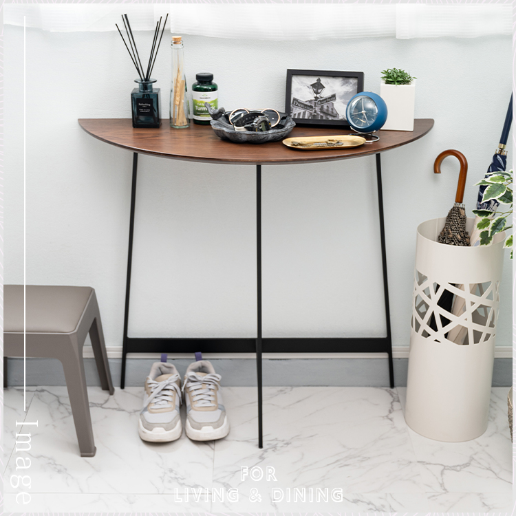 コンソールテーブル 半円 幅83cm 北欧 天然木 アイアン コンパクト