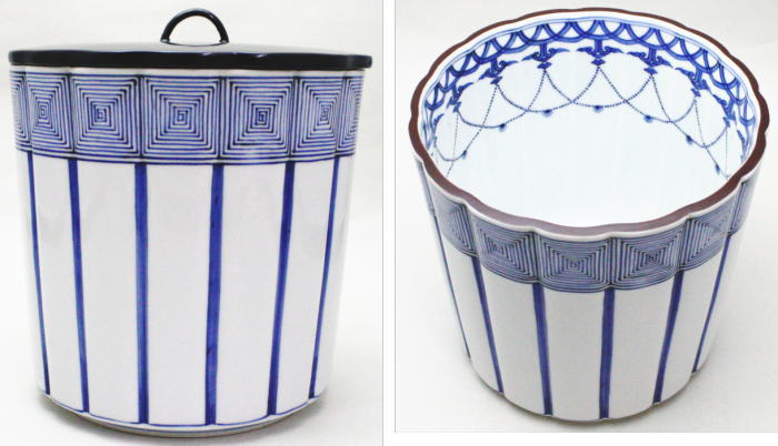 茶道具 水指 水差し 染付 桶側 桶川 輪華口 西村徳泉作 紫翠窯 茶道