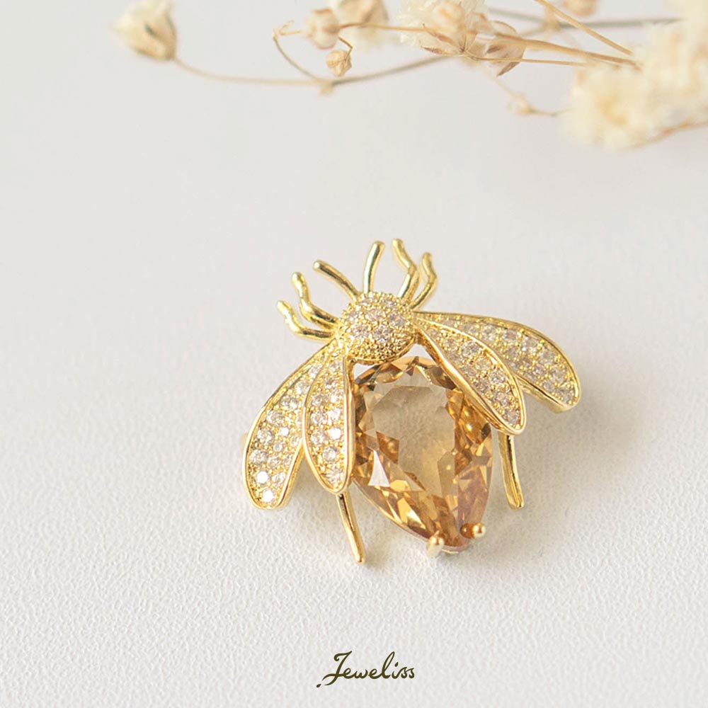 Jeweliss ブローチ ミエール Miel ハチ オレンジッシュブラウン