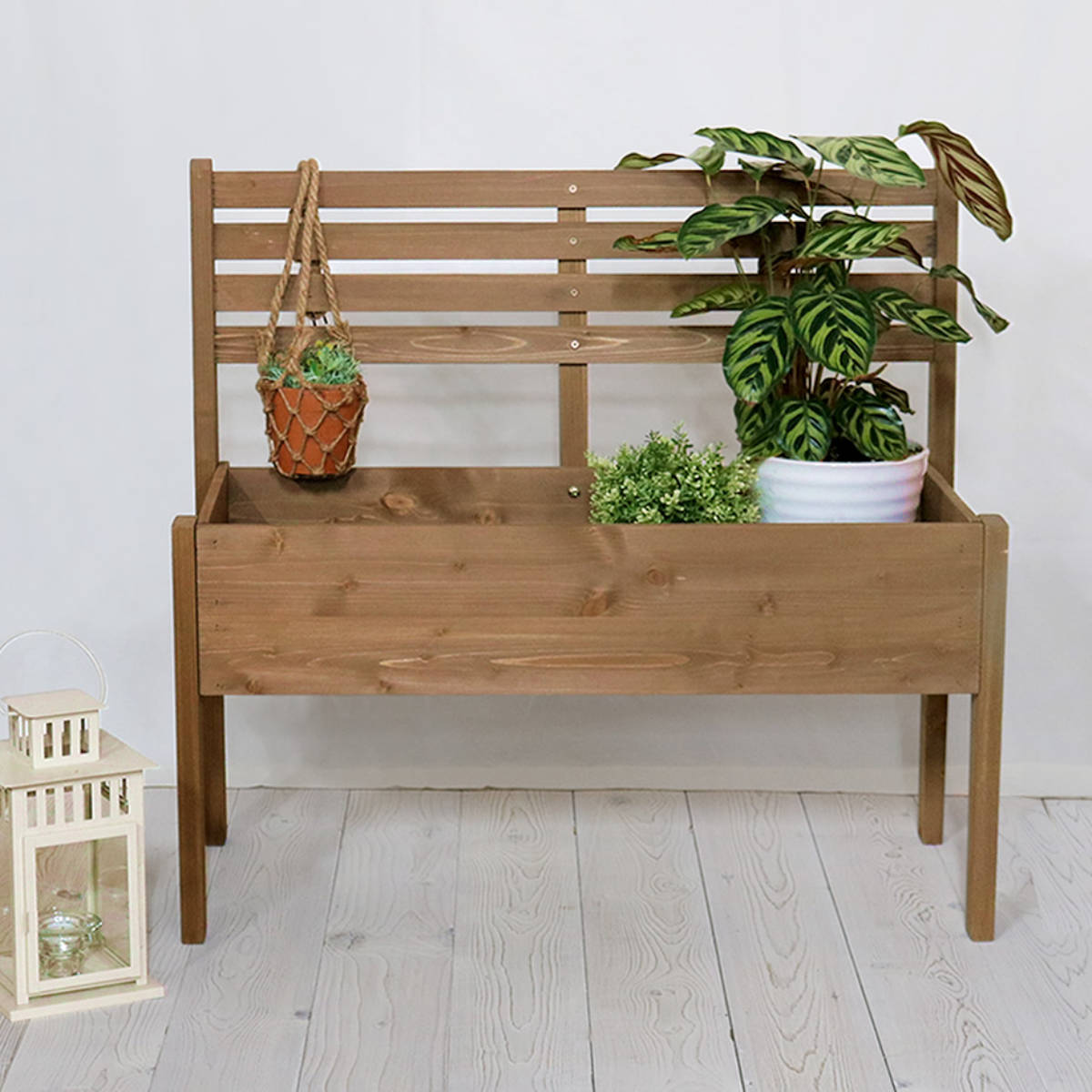 プランタースタンド 天然木 チェア型 幅80cm 木製 （ プランター