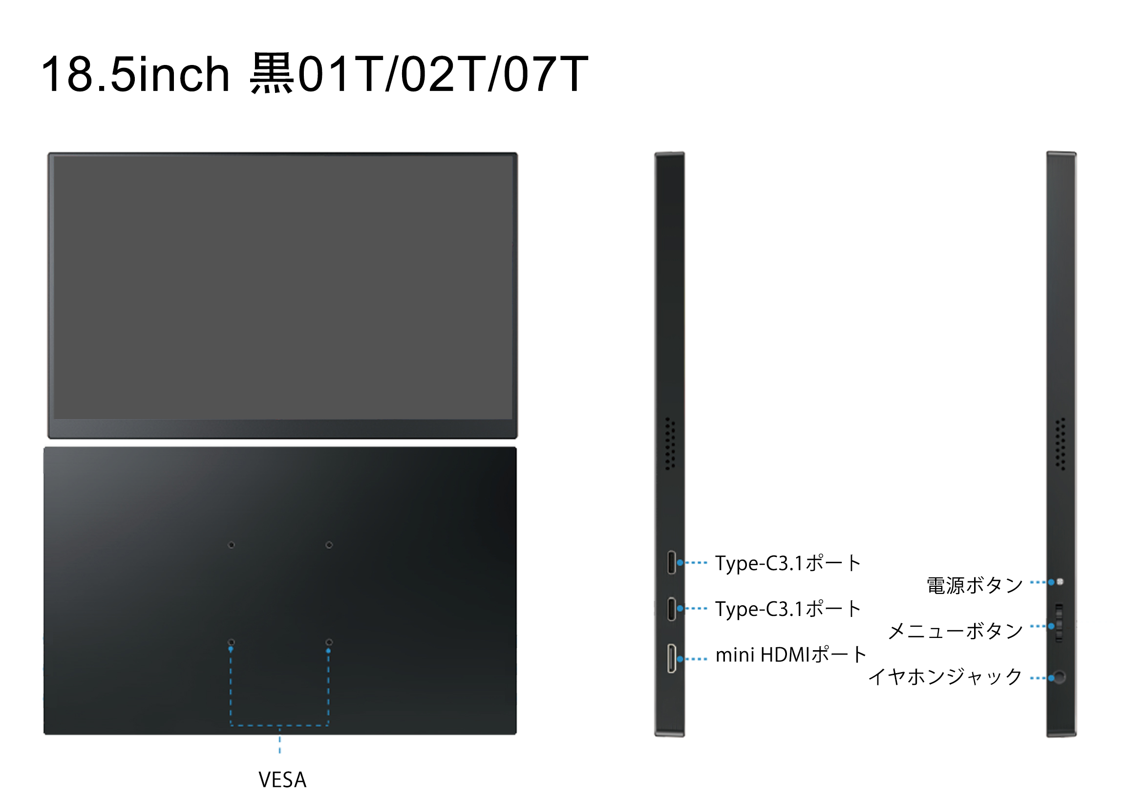 在庫処分 18.5インチ FHD フルHD 最大120HZ モバイルモニター