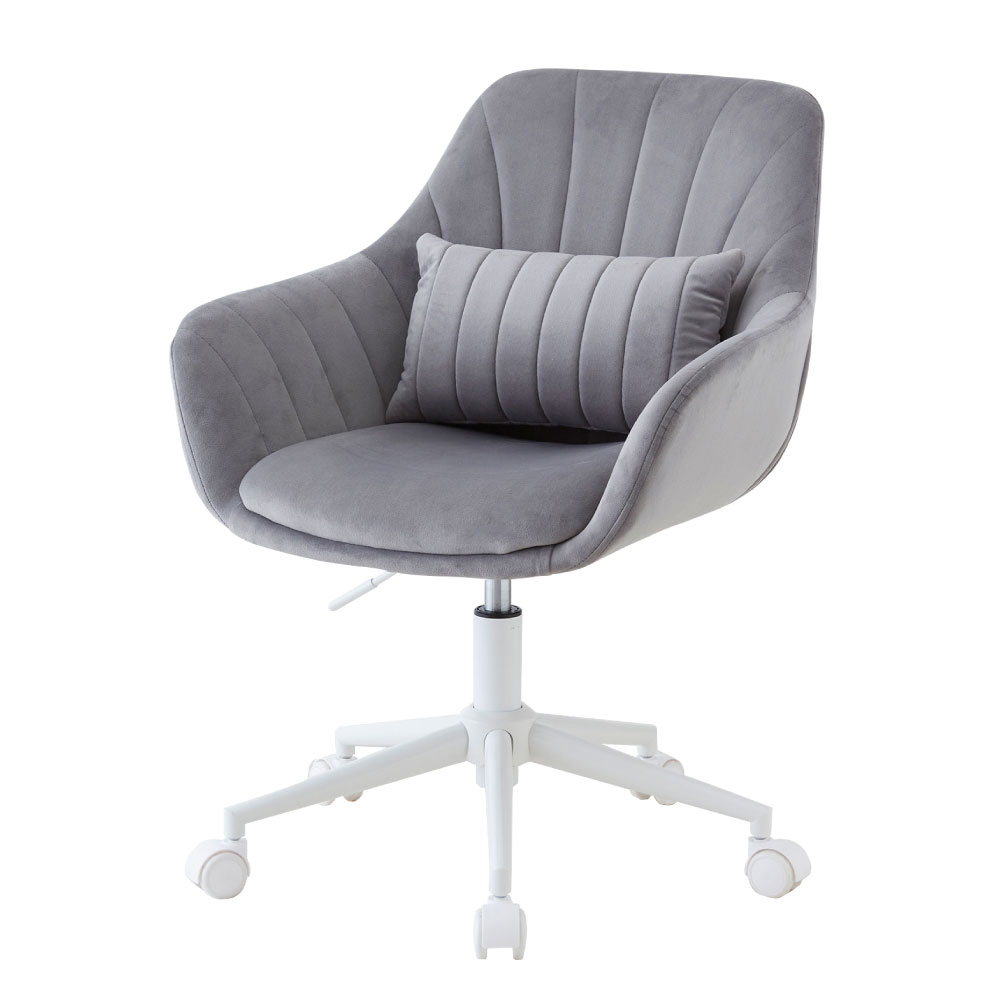 ASHEL デスクチェア おしゃれ ベロア 白脚 疲れない 椅子 韓国 北欧