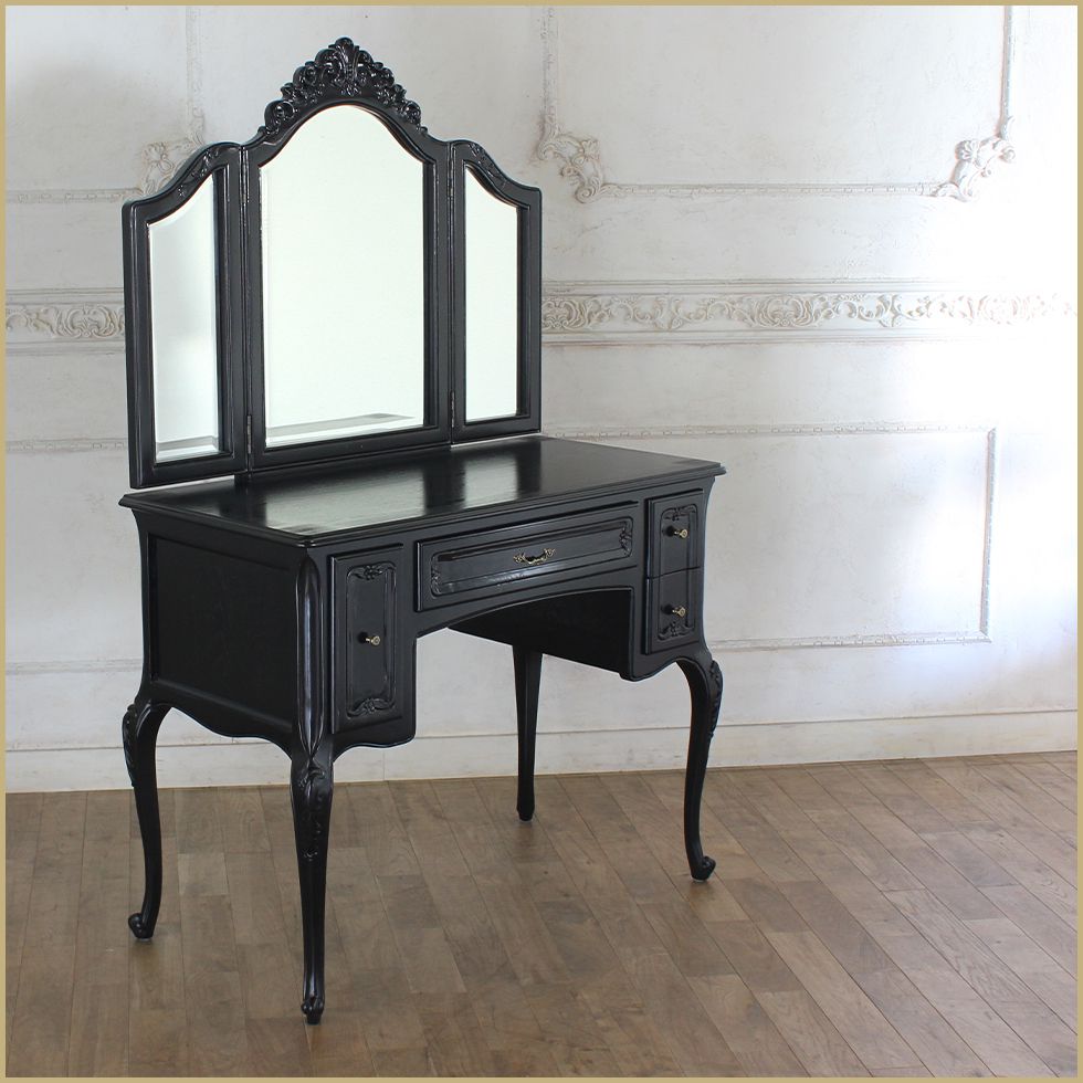 3面鏡 ドレッサー アンティーク ロココ 姫 猫脚 化粧台 ロマンチック