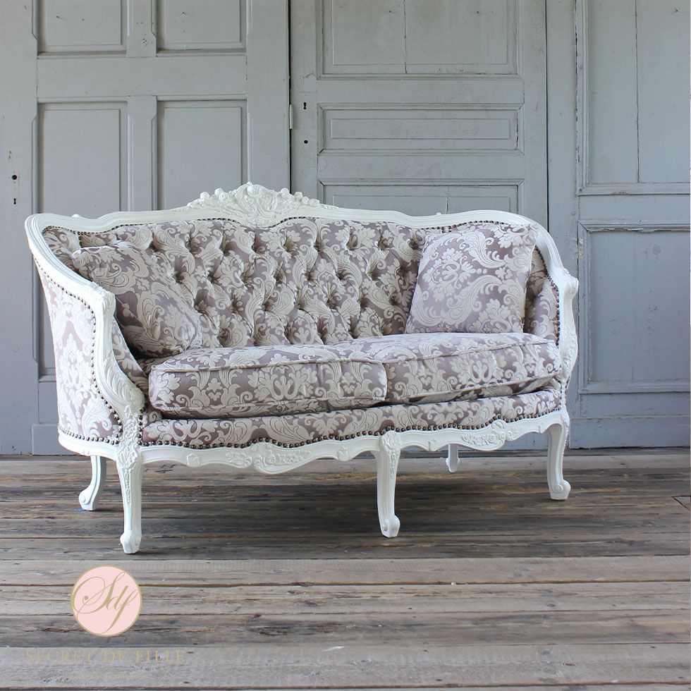 イタリアン ソファ 2人掛け アンティーク ロココ 姫系 猫脚 PUレザー