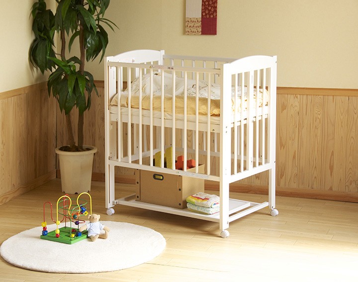 石崎家具 日本製 ベビーベッド「ミニ ワンタッチハイベッド プチ