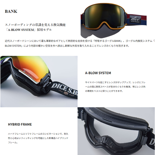 スノーゴーグル BANK バンク DICE ダイス MITレンズ POLARIZED 偏光