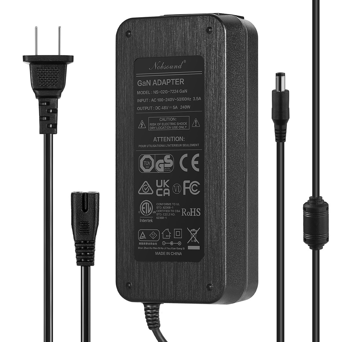 Nobsound 48V 5A GaN 電源アダプター DCアダプター トランス 240W 家庭