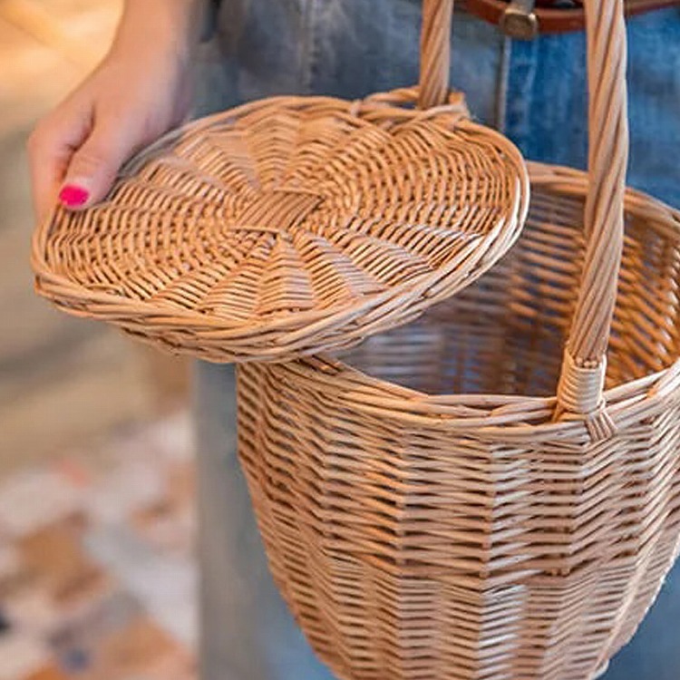 バスケット バッグ カゴバッグ かごバッグ ブラウン 柳 ナチュラル