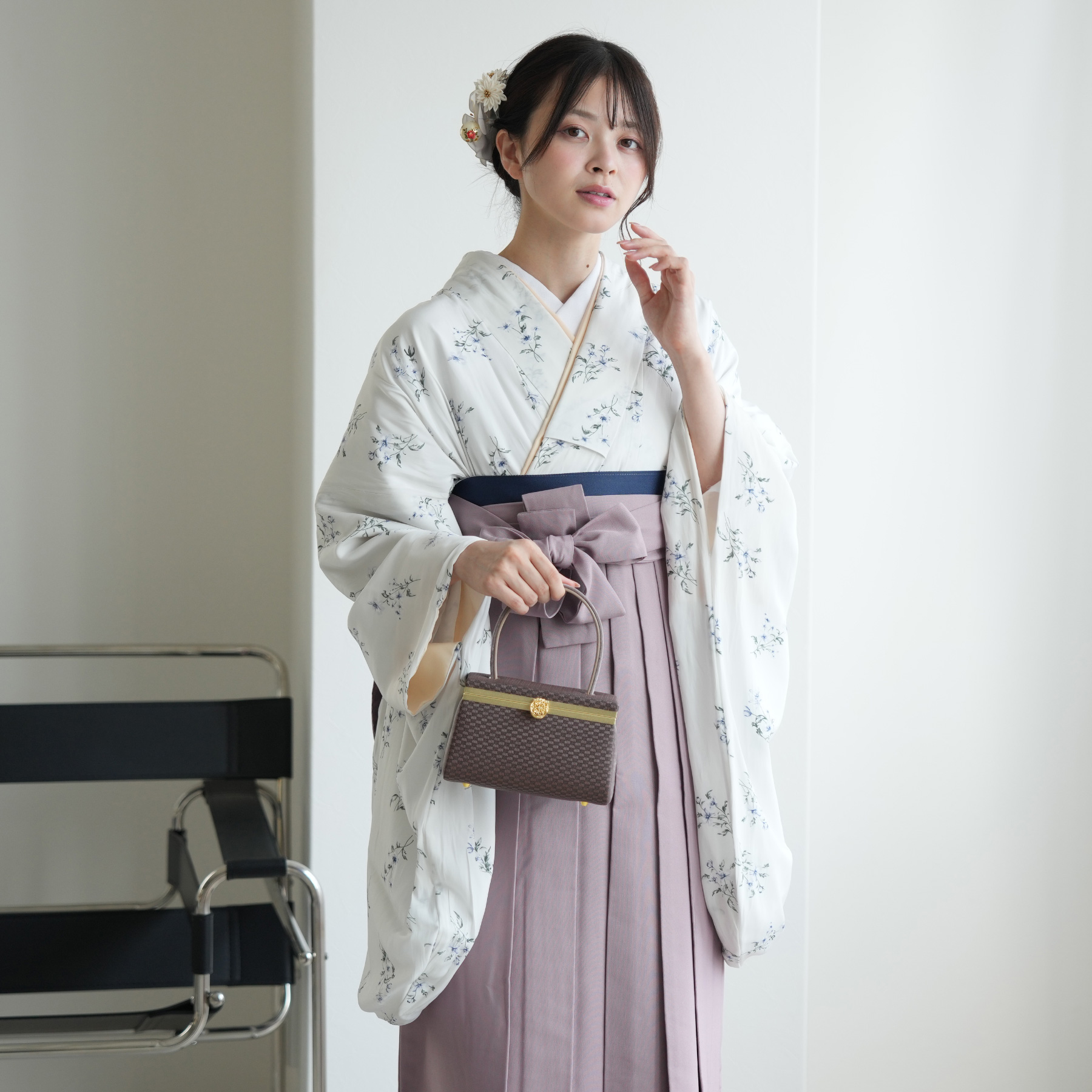 utatane 袴 卒業式 購入 2尺袖着物+袴の2点セット レトロ 袴セット 花